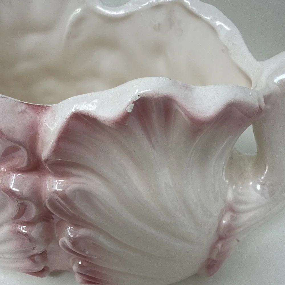 Swan Vase Planter Pearlized Pink Floral 5
